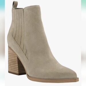 Marc Fisher Mayden Suede Pointed Toe High Heel Ankle Boots Booties Tan 8.5